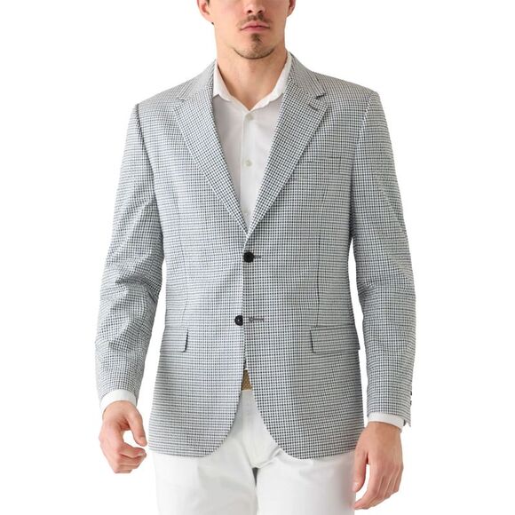 Nautica Mens Modern-Fit Seersucker Sport Coat 50 Regular Black/White - NWT $295